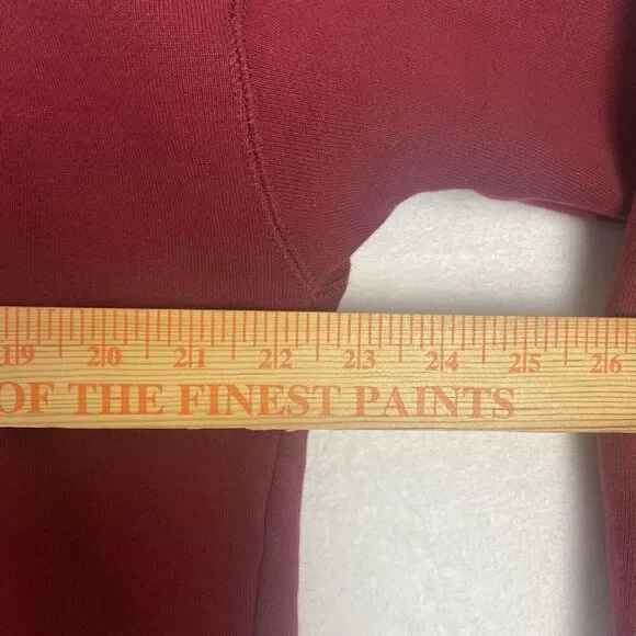 Adidas Sweater Mens Medium Burgundy Red Hoodie Logo Pullover Sweatshirt Casual - Picture 7 of 10